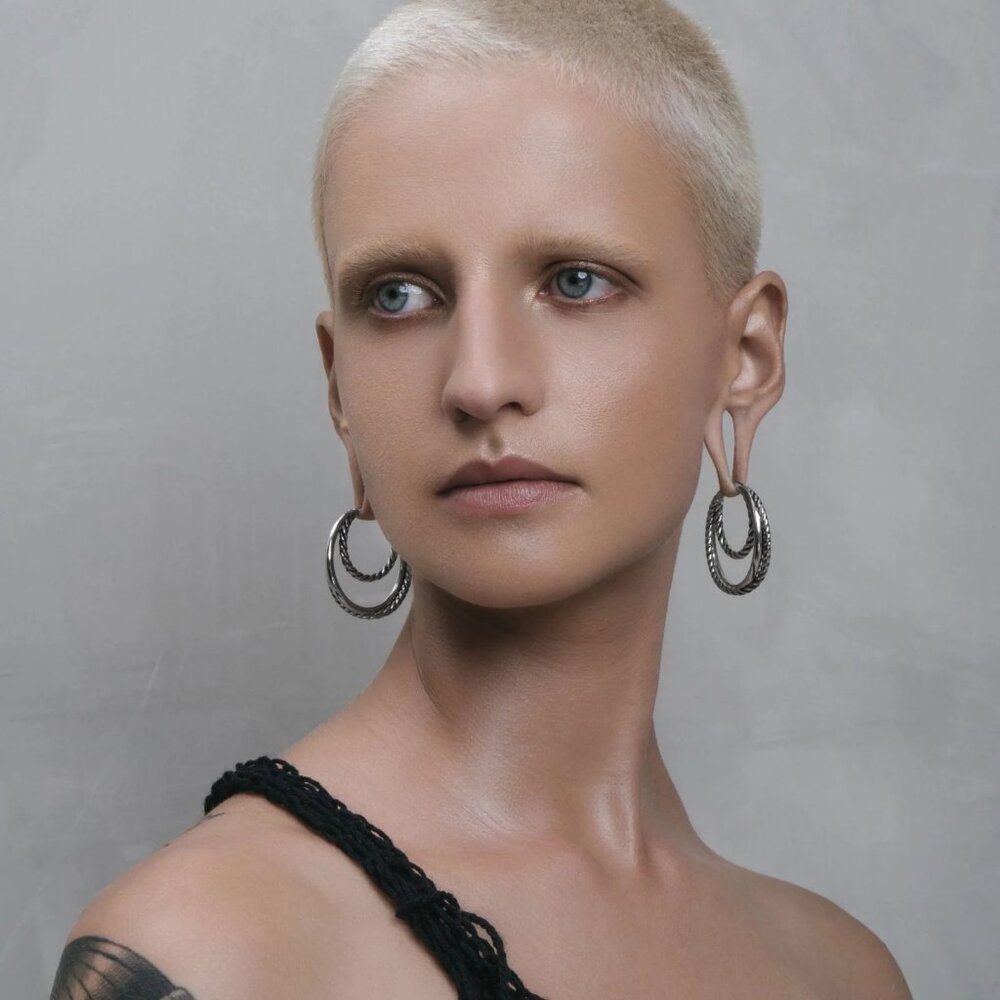 Ask & Embla Silver Essa Hoop Ear Hangers - Picture 2 of 6